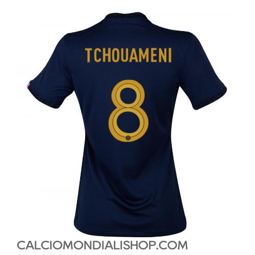 Maglie da calcio Francia Aurelien Tchouameni #8 Prima Maglia Femminile Mondiali 2022 Manica Corta